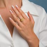 Byzantine Flower Ring in 925 Sterling Silver Gold Plated with Multicolor Zircons - Image 2
