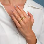 Byzantine Square Ring in 925 Sterling Silver Gold Plated with Zircon - Image 2