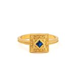 Byzantine Square Ring in 925 Sterling Silver Gold Plated with Zircon - Image 4