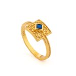 Byzantine Square Ring in 925 Sterling Silver Gold Plated with Zircon - Image 5