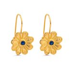 Byzantine Flower Earrings in 925 Sterling Silver Gold-Plated with Zircon - Image 3