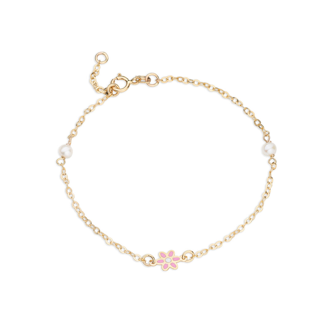 PAP-BR-21 9K Gold Flower Bracelet for Children - Image 1