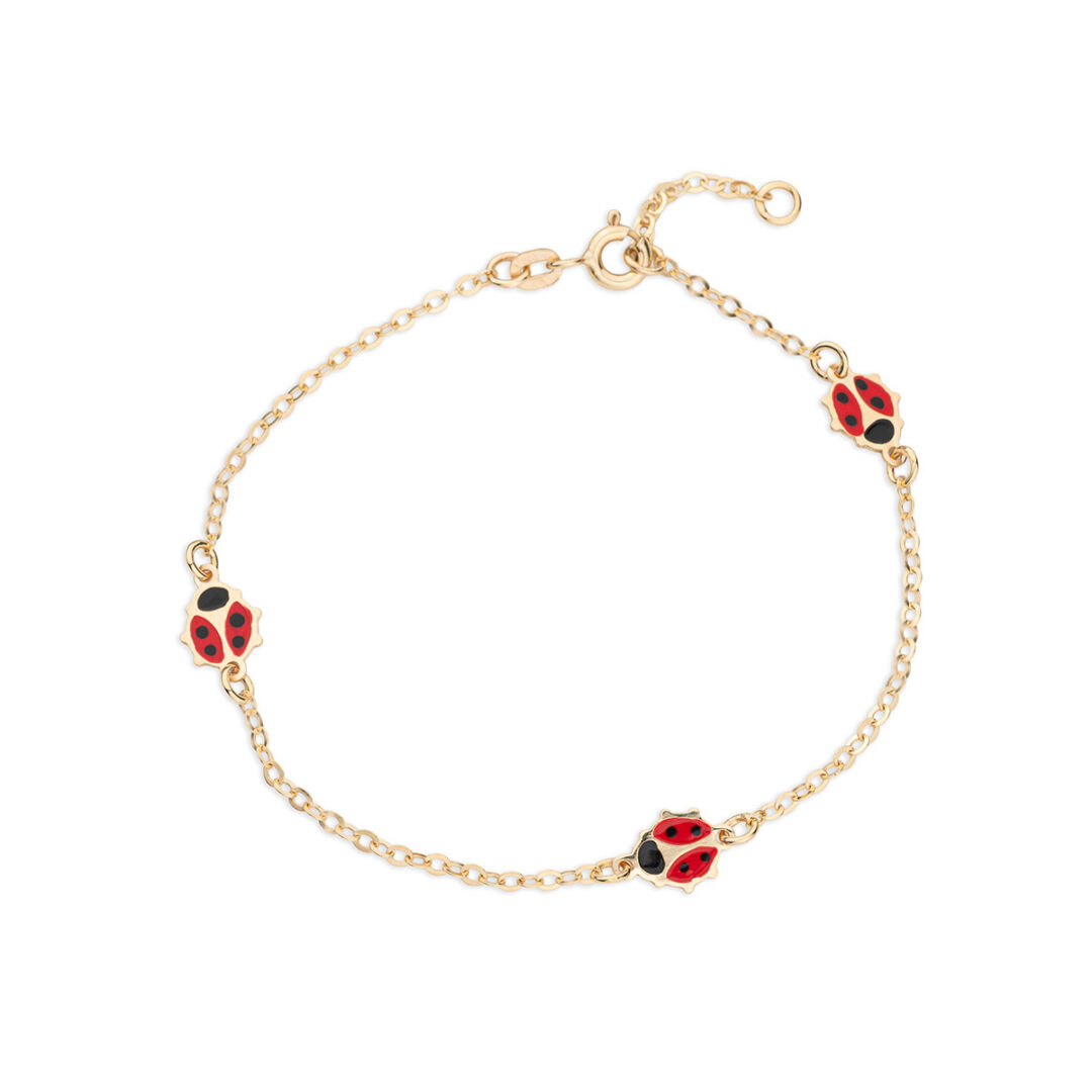 PAP-BR-23 9K Gold Ladybugs Bracelet for Children - Image 1