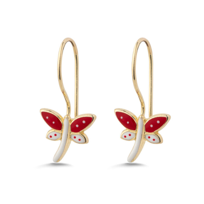 Gold Butterfly Dangle Earrings for Children - Image 1