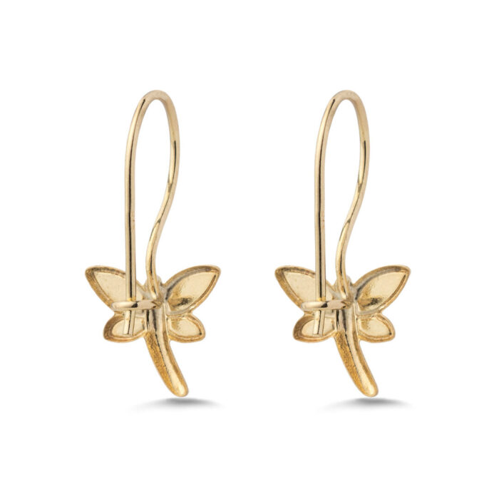 Gold Butterfly Dangle Earrings for Children - Image 3