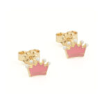 Gold 9K Crown Stud Earrings for Children