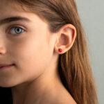 Children's 9K Gold 9K Strawberry Stud Earrings with Enamel. - Image 2