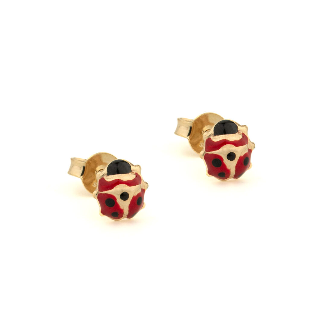 PAP-SK-17 Little Ladybug Stud Earrings in 9K Gold - Image 1