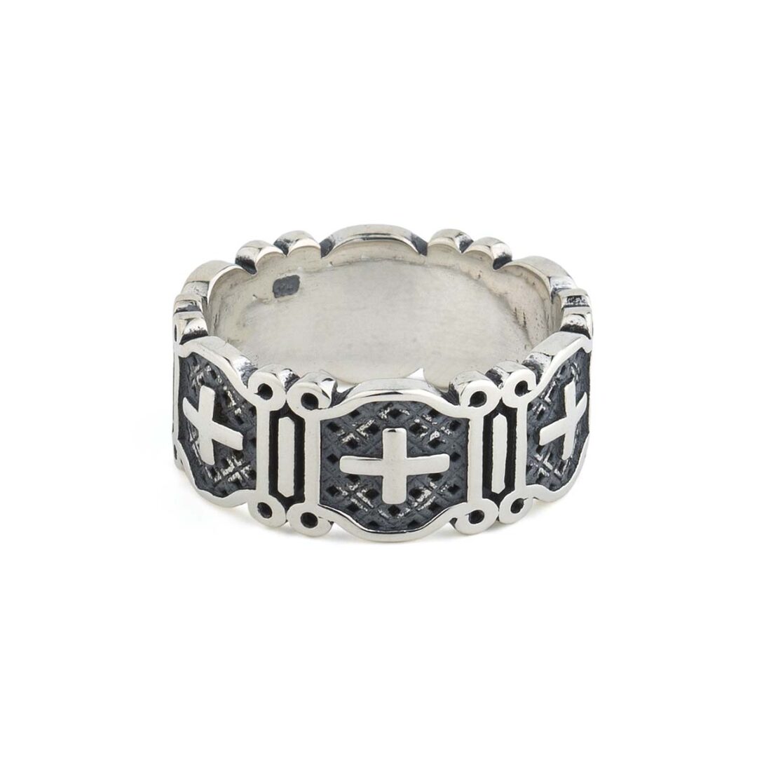 D855AO Silver Men's Cross Ring