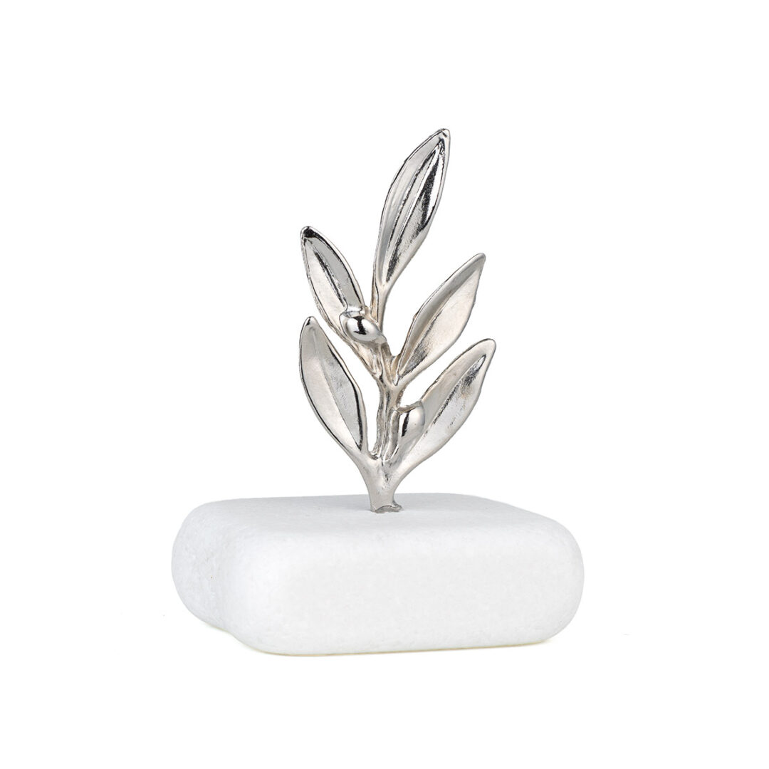 GEO-EI-00506004-T1913 Olive Branch Decorative Sculpture on Thassos Marble - Image 1