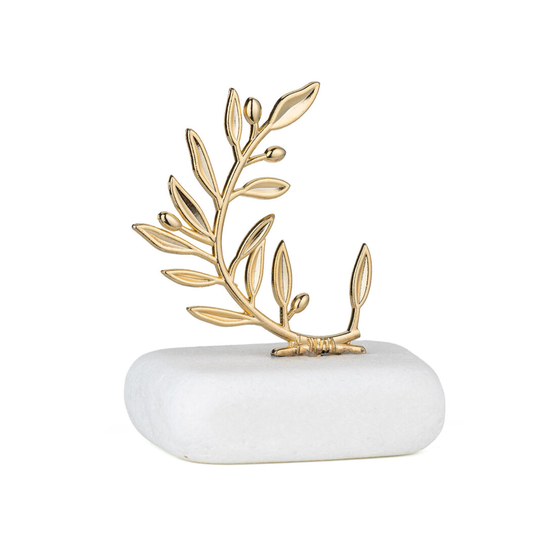 GEO-EI-00512005-T2038 Olive Branch Table Decoration on Thassos Marble - Image 1