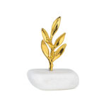 Gold-Plated Olive Branch Decorative Sculpture on Thassos Marble