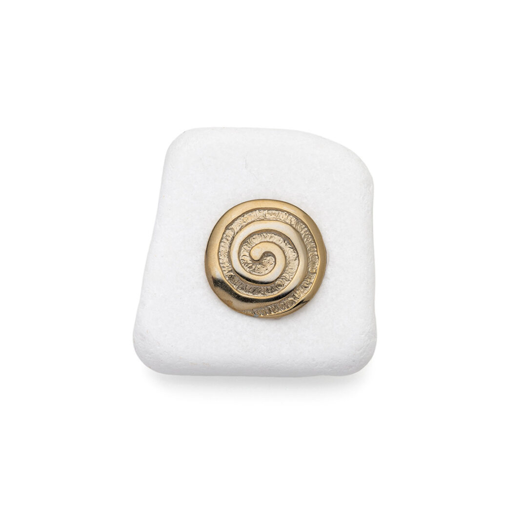 GEO-EI-00517004-T1904 Gold-Plated Spiral Decorative Piece on Thassos Marble - Image 1