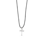 Faith Cross Cord Necklace - 925 Sterling Silver
