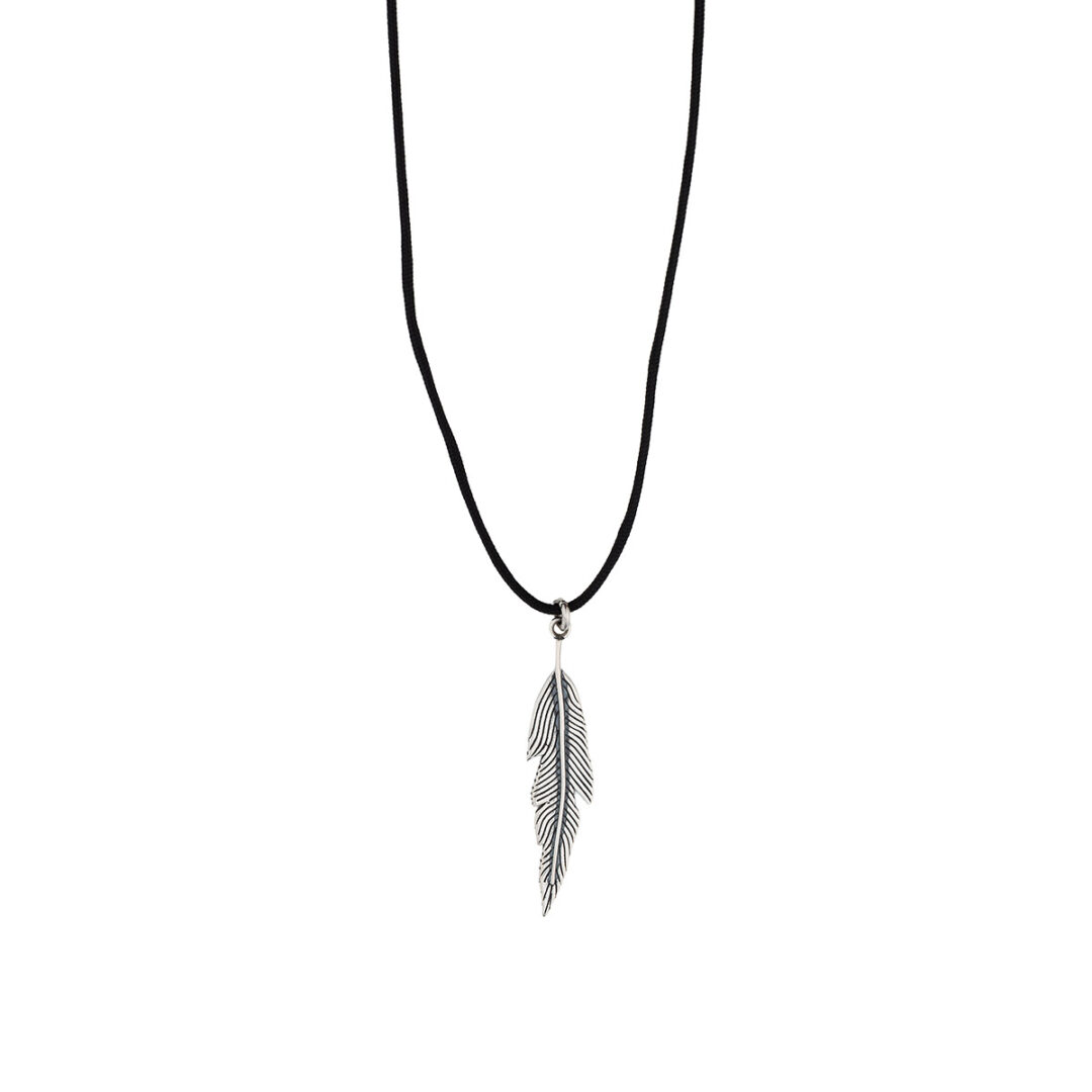 KM793DO Feather Necklace in 925 Sterling Silver