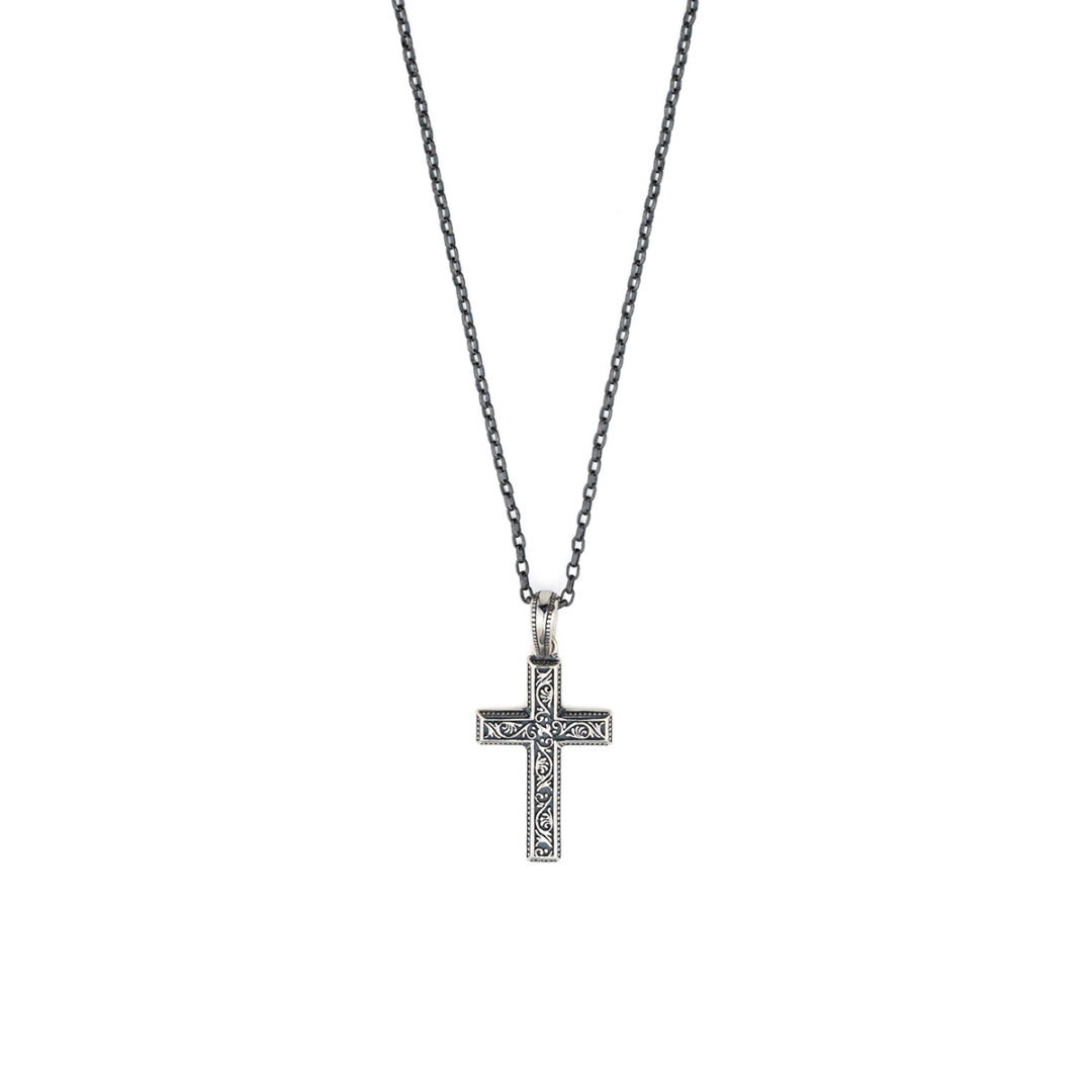 KM864AO Men’s Cross Necklace in 925 Sterling Silver
