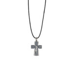 Crucifix Jesus Cross Cord Necklace - 925 Sterling Silver