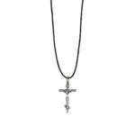 Jesus Crucifixion Cord Necklace - 925 Sterling Silver