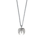 Silver Feather Necklace with Cross