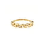 Olive Branch Ring with Zircon – 14K Yellow Gold Greek Symbol Jewelry