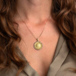 Phaistos Disc Pendant in 9K Gold with Meander Bezel - Image 2
