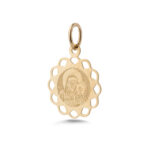 9K Gold Virgin Mary and Jesus Pendant – Religious Medallion Necklace