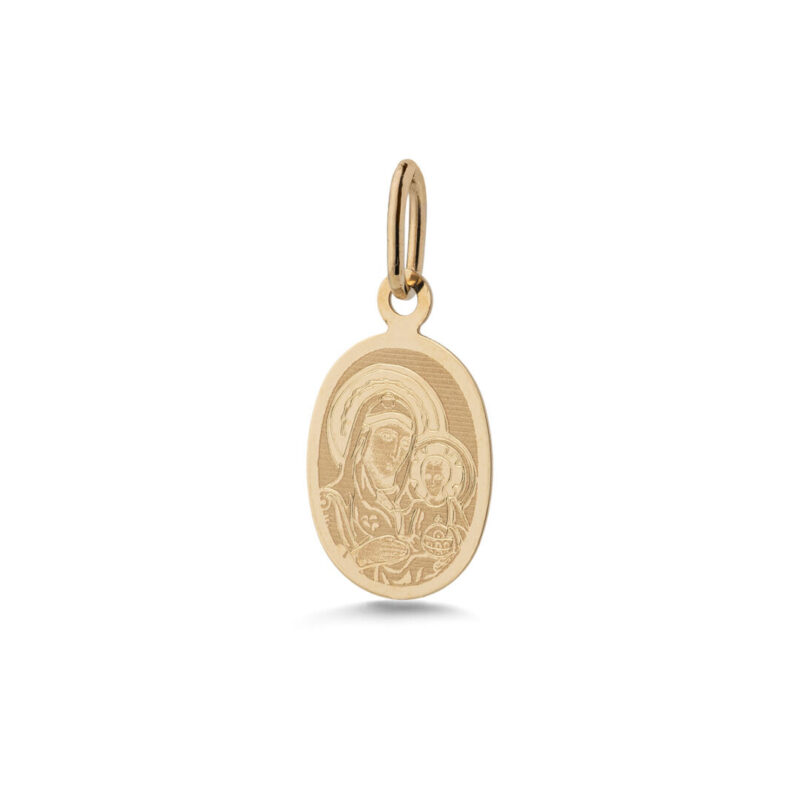 9K Gold Virgin Mary and Jesus Pendant
