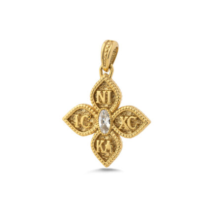 9K Gold Saint Constantine Religious Pendant – IC XC NIKA Symbol