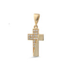Gold Cross Pendant with Zircon Stones