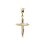 Cross Pendant with Zircon – 9K Gold