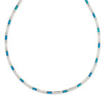 Sterling Silver Greek Key Necklace with Opal - Image 3