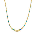Greek Key Meander Necklace with Opal