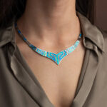 Greek Key Necklace with Blue Opal - Sterling Silver - Image 5