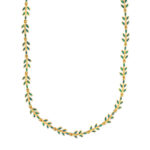 Sterling Silver Opal Necklace with Olive Leaf Design