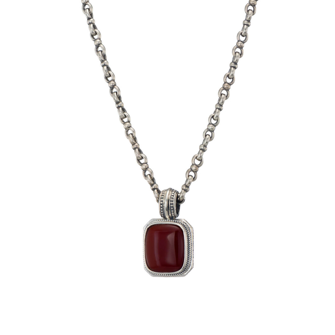 3422 Gerochristo - Classic Pendant in Sterling Silver with Carnelian Stone