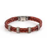 Δερμάτινο Βραχιόλι με Μαίανδρο – Ασήμι 925 - Image 3