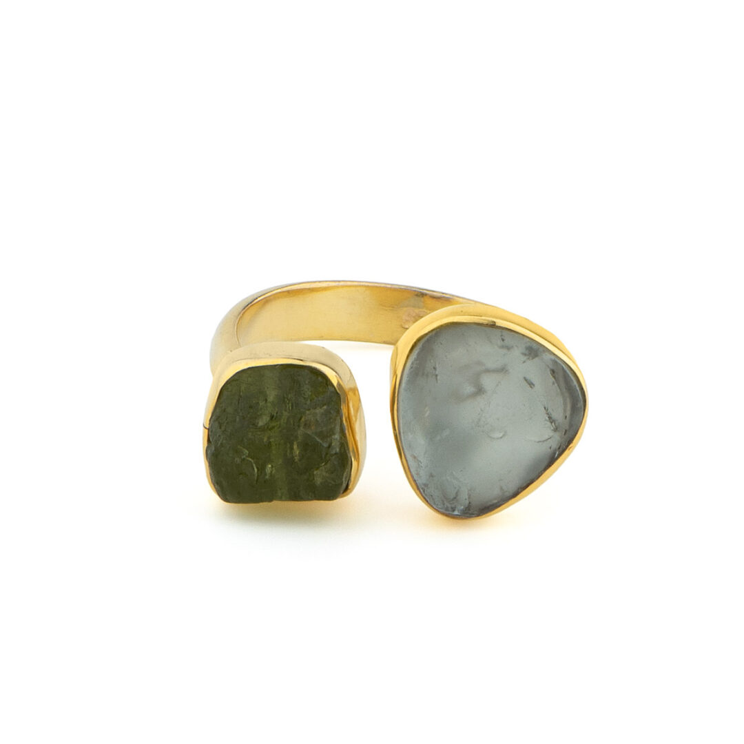 D3611 Aquamarine & Peridot Gemstone Ring