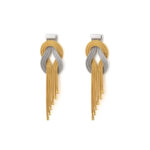 Two Tone Knot Chain Earrings - 925 Sterling Silver Gold Plated