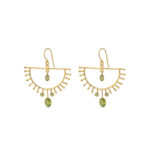 Peridot Half Sun Dangle Earrings - Sterling Silver 925 Gold Plated