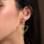 Peridot Half Sun Dangle Earrings - Sterling Silver 925 Gold Plated - Image 2