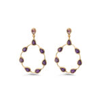 Amethyst Dangling Earrings - Sterling Silver 925 Gold Plated