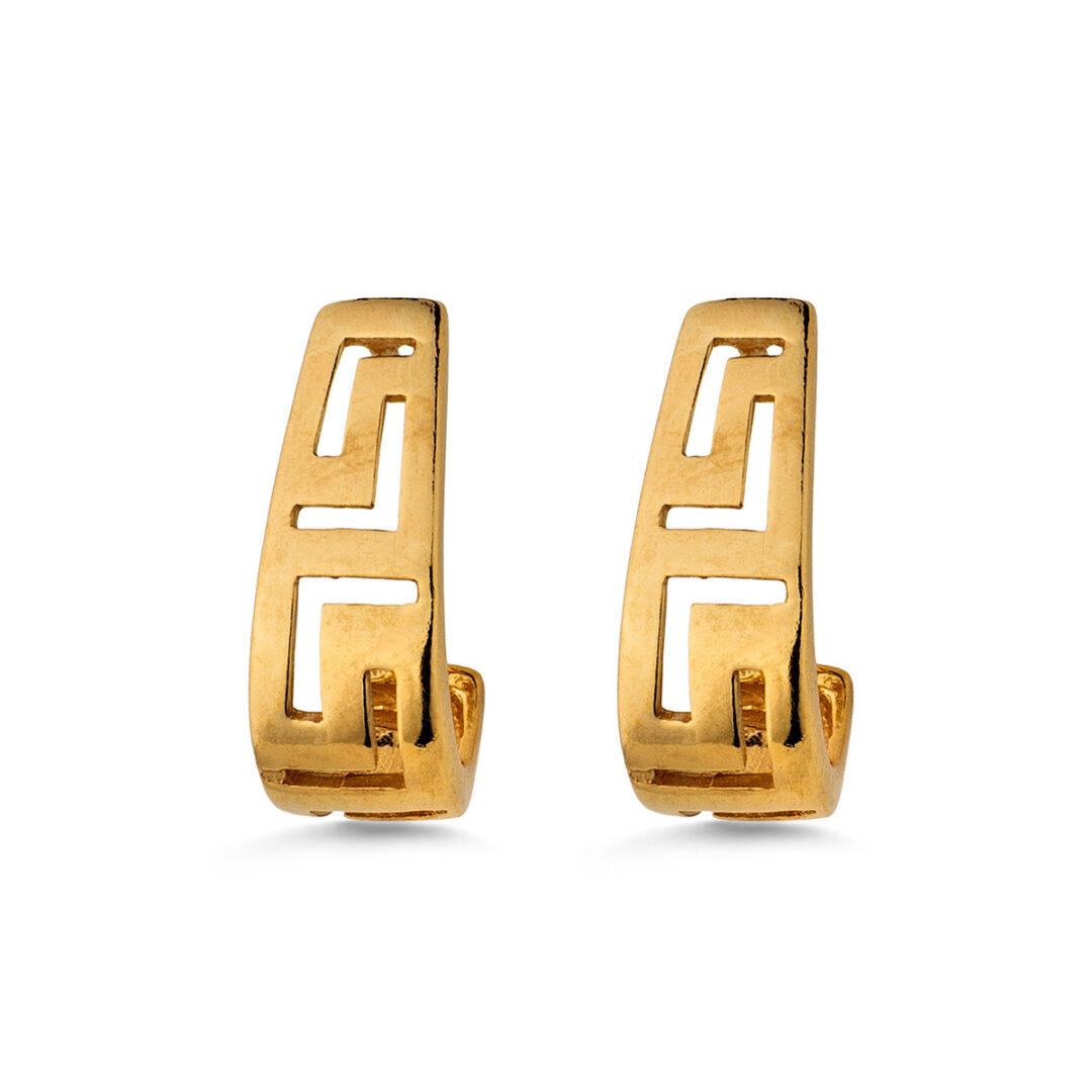 LI-SK-11459012-S165 Meander Bend Stud Earrings - Sterling Silver 925 Gold Plated