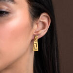 Meander Drop Stud Earrings - Sterling Silver 925 - Image 2