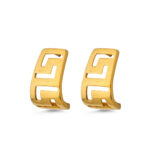 Meander Bend Drop Stud Earrings - Sterling Silver 925