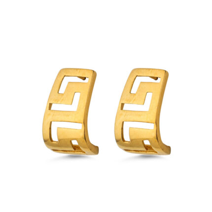 Meander Bend Drop Stud Earrings - Sterling Silver 925