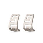 Meander Bend Drop Stud Earrings - Sterling Silver 925 - Image 3