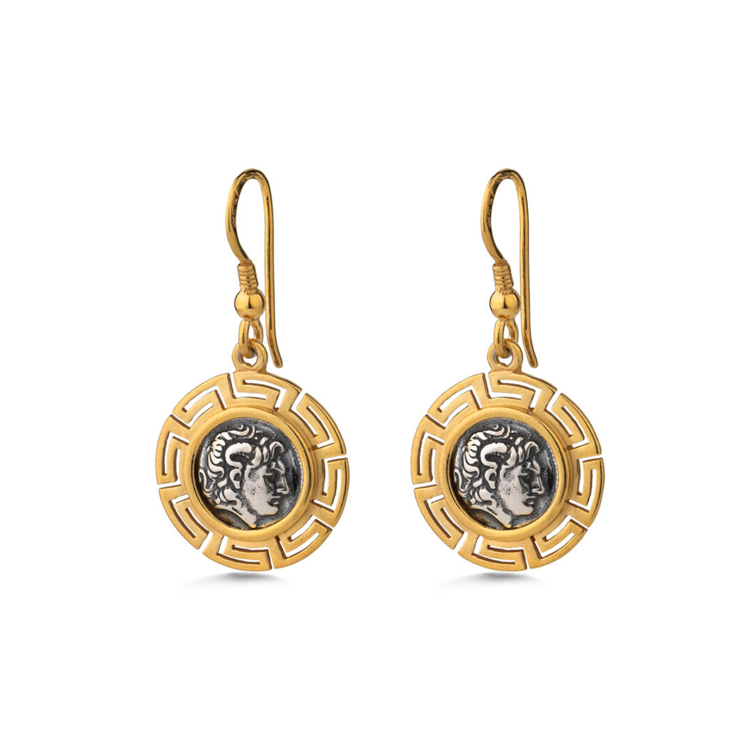 LI-SK-11466015-S645 Alexander the Great Greek Key Dangle Earrings - Gift for Her