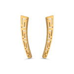 Greek Key Bend Drop Earrings - Sterling Silver 925 Gold Plated
