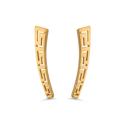 Greek Key Bend Drop Earrings - Sterling Silver 925 Gold Plated