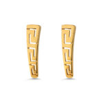 Greek Key Drop Stud Earrings - Sterling Silver 925